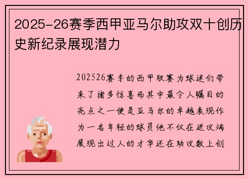2025-26赛季西甲亚马尔助攻双十创历史新纪录展现潜力
